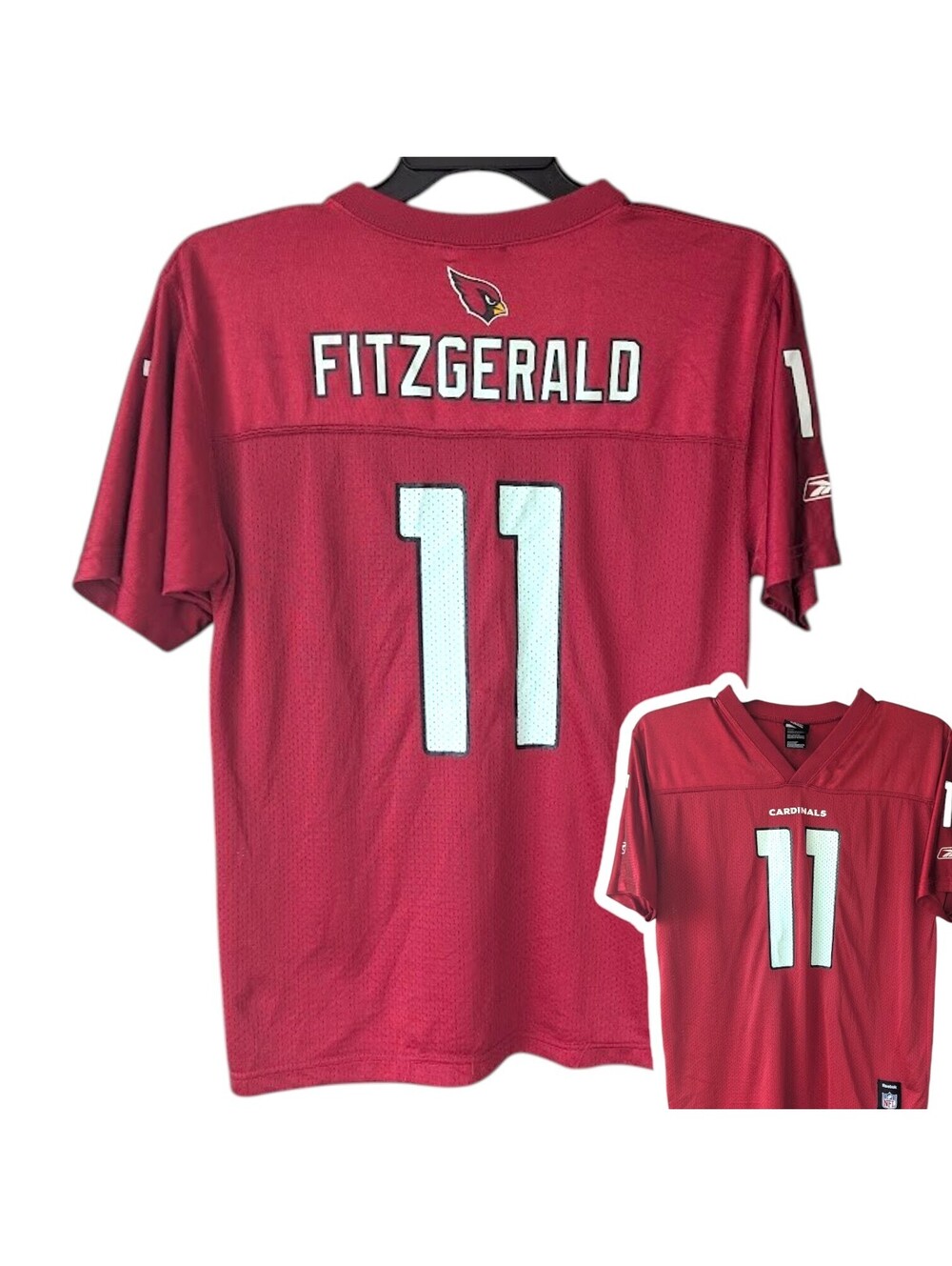 Reebok Arizona Cardinals Larry Fitzgerald Youth XL Jersey Red Y2K 20x28 NFL